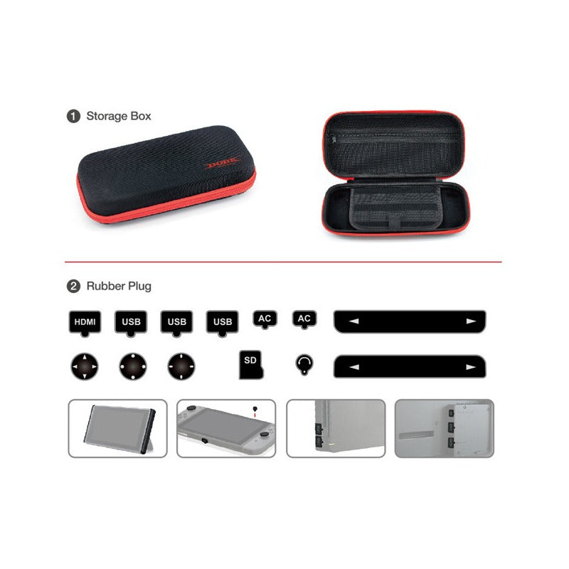 Kit Protector Nintendo Switch Bolso Lámina Grip Case Joy Con
