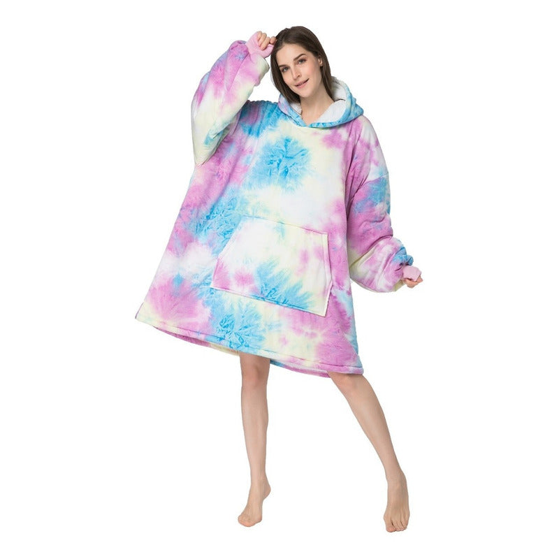 Polerón Con Capucha Sudadera Manta Sherpa Invierno Huggle/r&