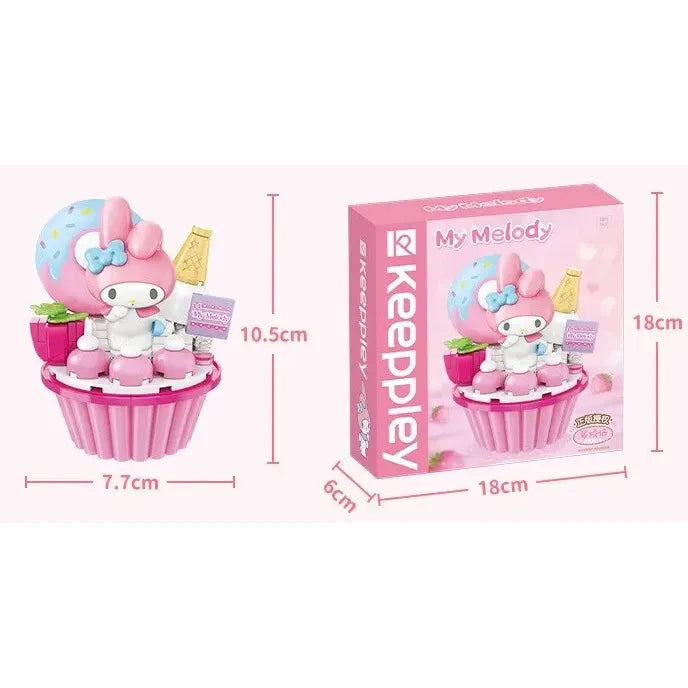 Set Bloques De Construcción Keeppley Hello Kitty Y Amigos 102 My Melody Strawberry Cupcake 9415