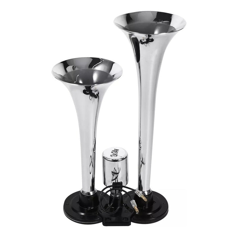 Bocina De Aire Electrica Doble Trompeta 12v-24v Auto Camión