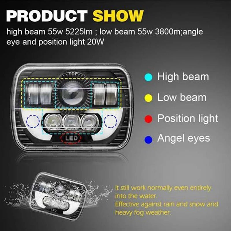Foco Led Óptico 7x6 Intermitente 5x7 Embutido X2 Par Ah/r&c