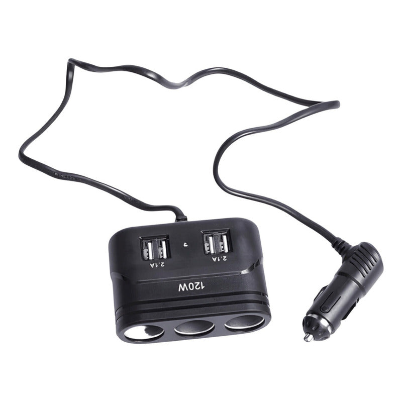 Adaptador 3 Encendedor 4 Usb 120w 12-24v Splitter Cenicero