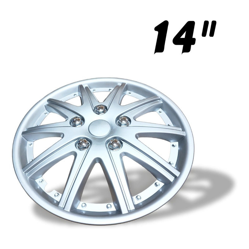 Set Tapa Rueda Aro 14 Cromada Designer X4 Tapas /r&c