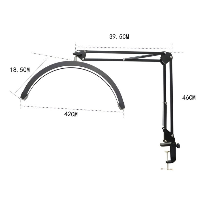 Lámpara Led Media Luna 42cm Soporte Brazo Manicura Cejas Spa