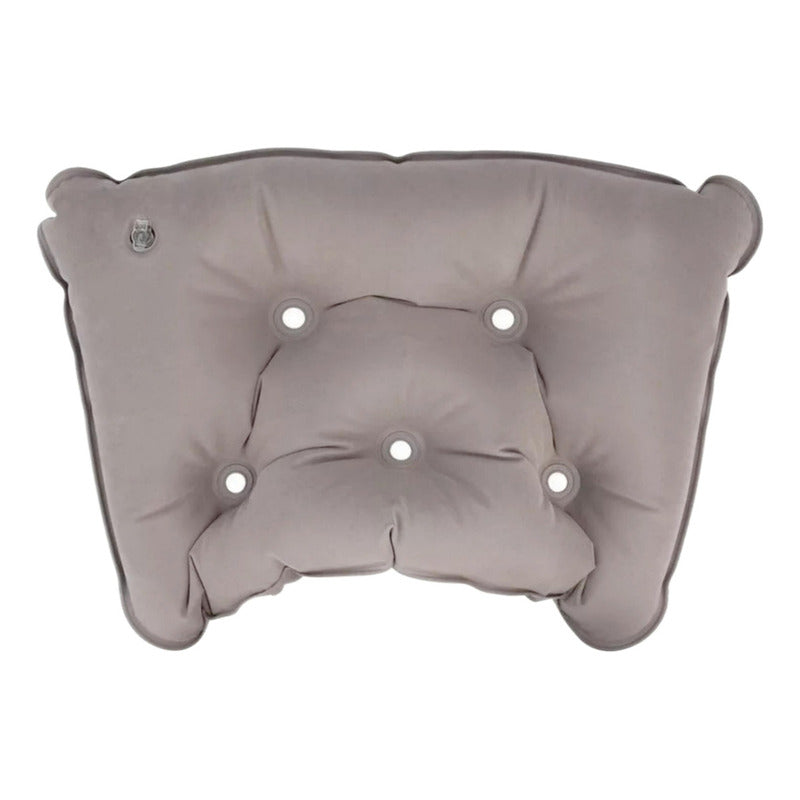 Kit De Viaje Inflable Cojín Cuello Lumbar Asiento + Antifaz Color Beige Diseño De La Tela Aterciopelado
