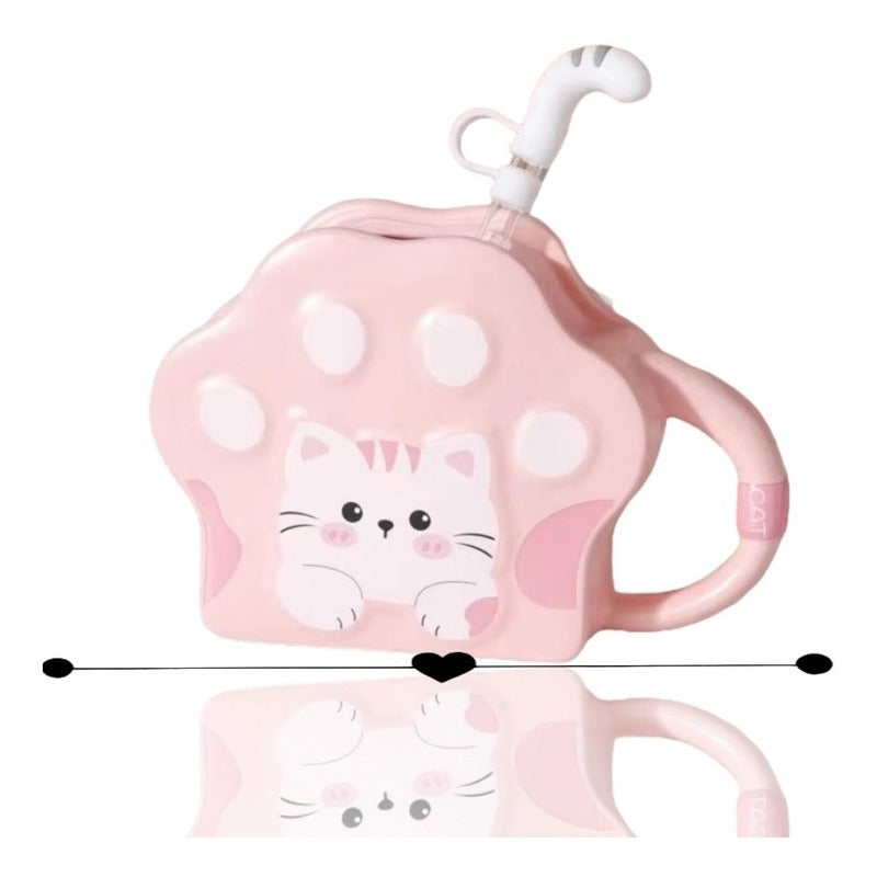 Vaso Diseño Garrita Con Bombilla Cola De Gato Mug Taza Tazón