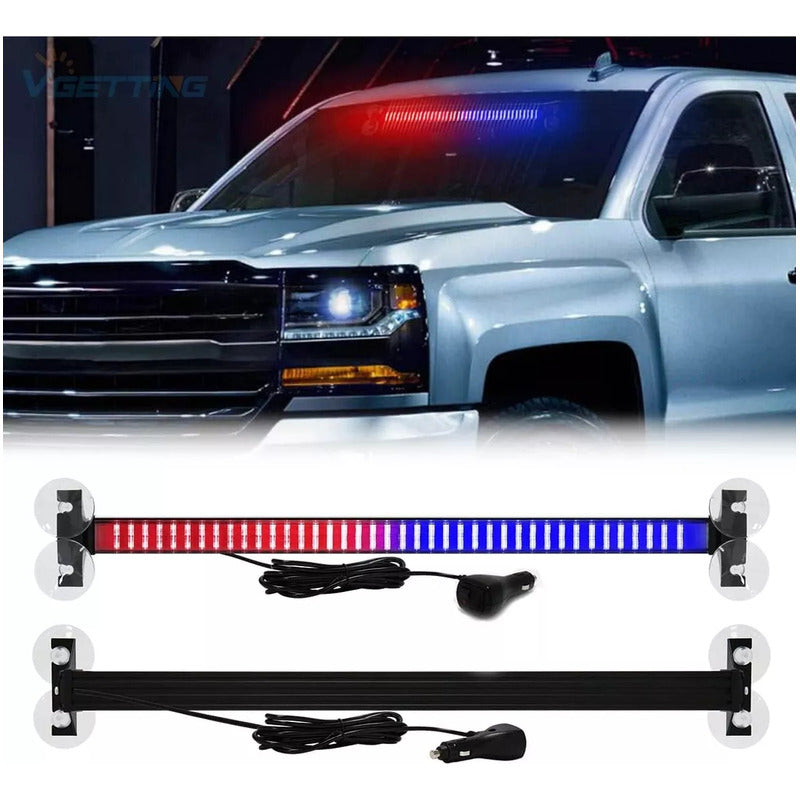 Baliza De Parabrisa Barra Led Estroboscópica Rojo Azul 80led