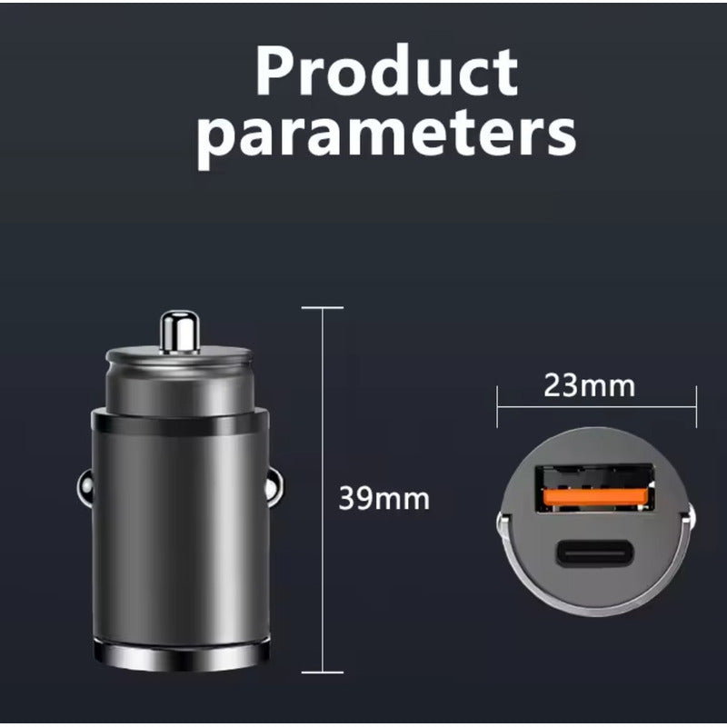 Cargador Auto Invisible Carga Rápida 100w Tipoc Y Usb 12-24v