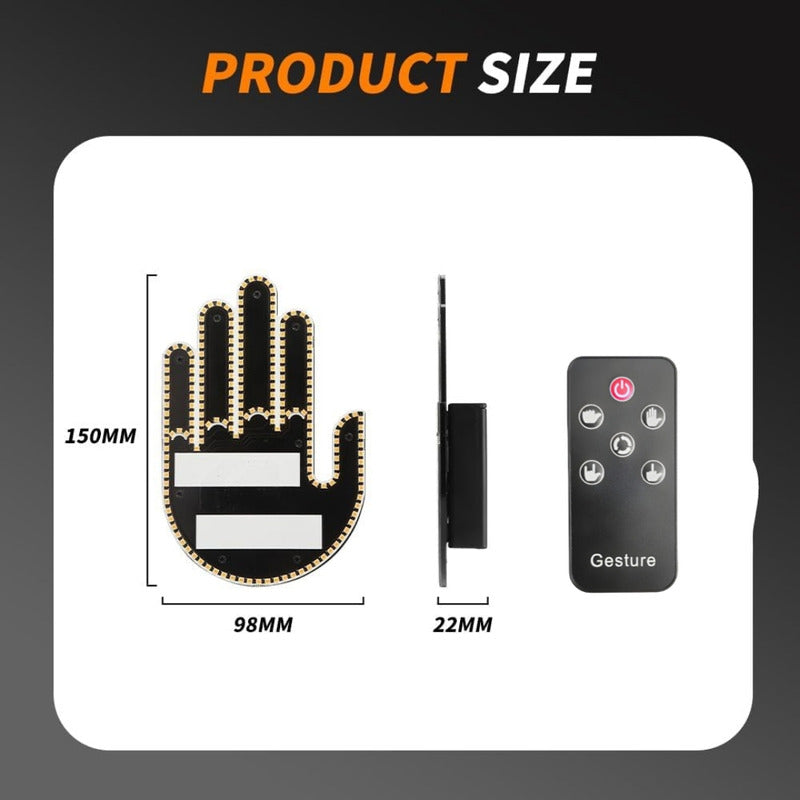 Mano Led Señal Parabrisa Auto, Luz Led De Gestos Con Control