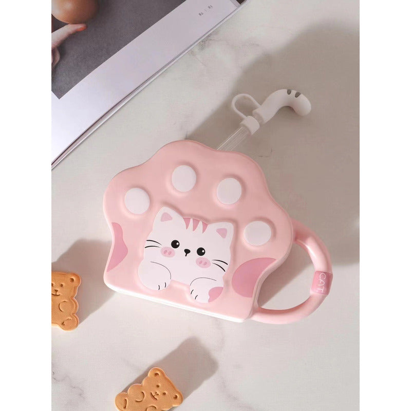 Vaso Diseño Garrita Con Bombilla Cola De Gato Mug Taza Tazón