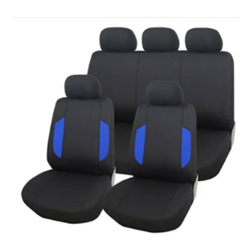 Set Funda Cubre Asiento Auto Universal Negro Entero 9pcs
