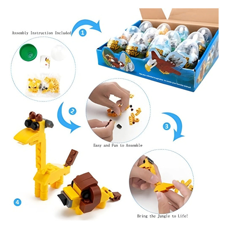 Set 6 Huevos Sorpresa Animales De Mini Bloques Construcción
