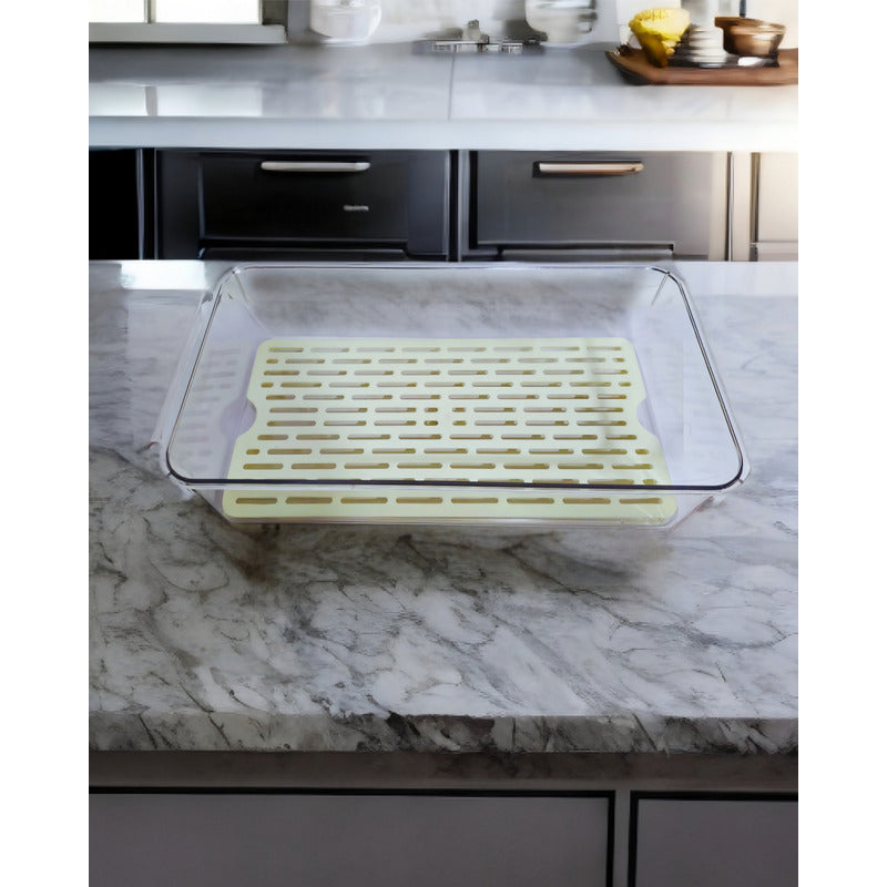 Organizador Refrigerador Contenedor Acrílico Con Tapa 16cm