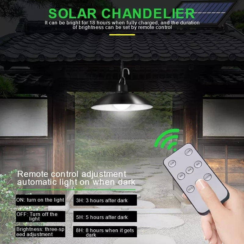 X2 Lámpara Led Solar, Plafón Colgante Luz Led Recarga Solar