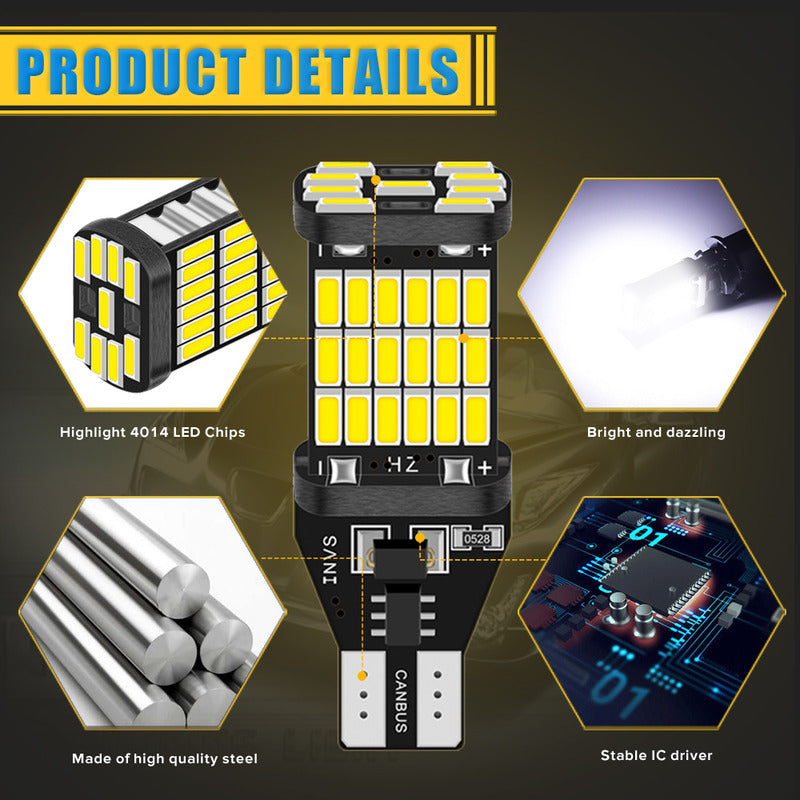 X2 Ampolleta Led T15 W16w 45led 12v Luz Reversa Canbus