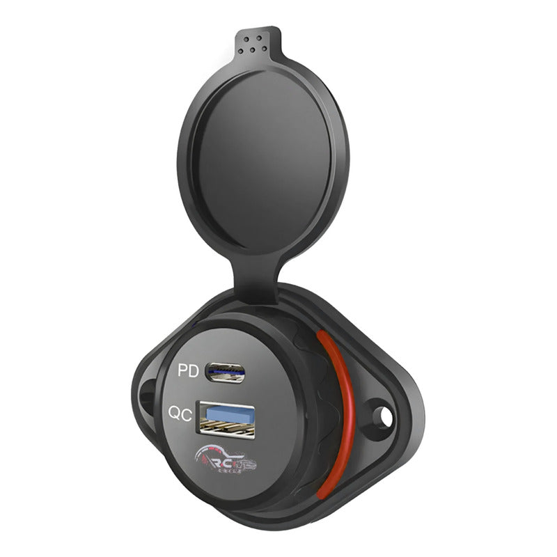 Adaptador Carga Rápida 1 Usb 1 Type C 12-24v Sobrepuesto