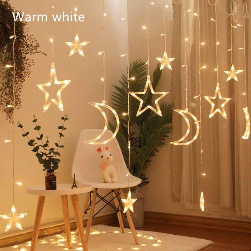 Guirnalda Led Lunas Estrellas Luz Cálida Navidad Decoración