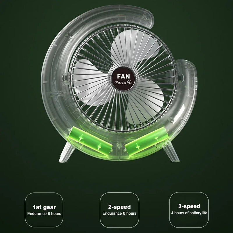 Ventilador De Mesa Recargable Usb 2 En 1 Con Lámpara Luz Led