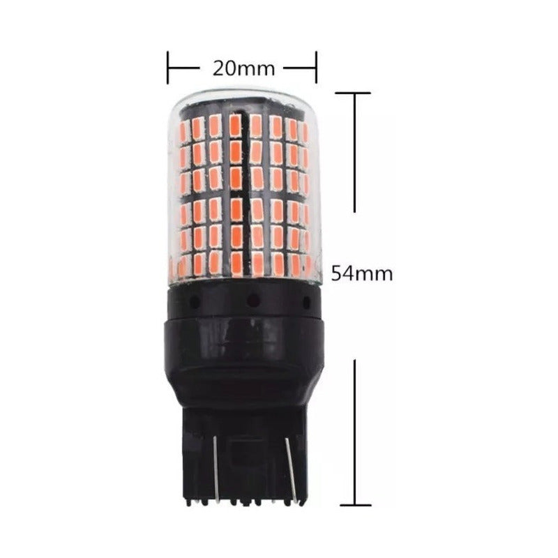 X2 Ampolleta Led T20 7443 144smd Roja 360° Auto