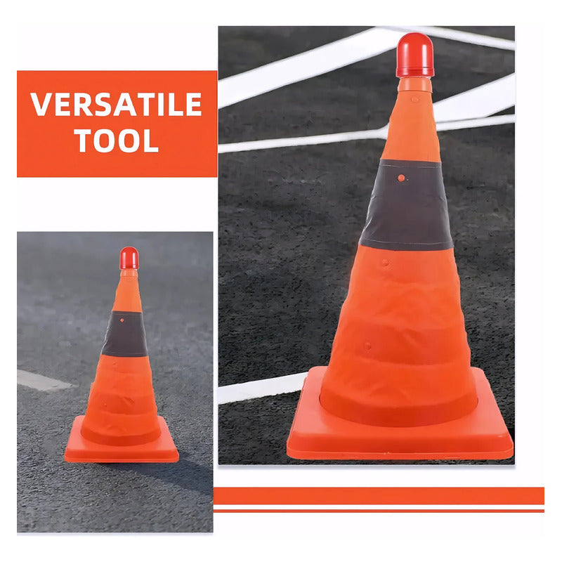 Cono De Emergencia Retractil Reflectante Con Luz Led 40cm Naranja 53711