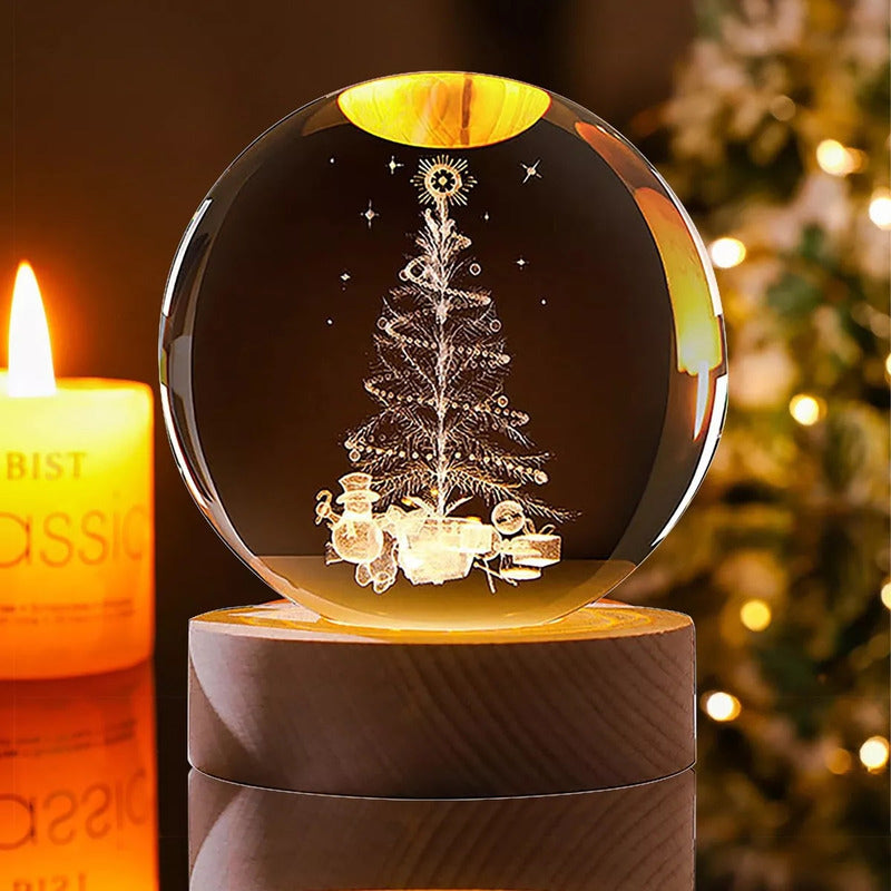 Esfera De Cristal Lámpara Noche Diseño Navidad 3d Bola 6cm