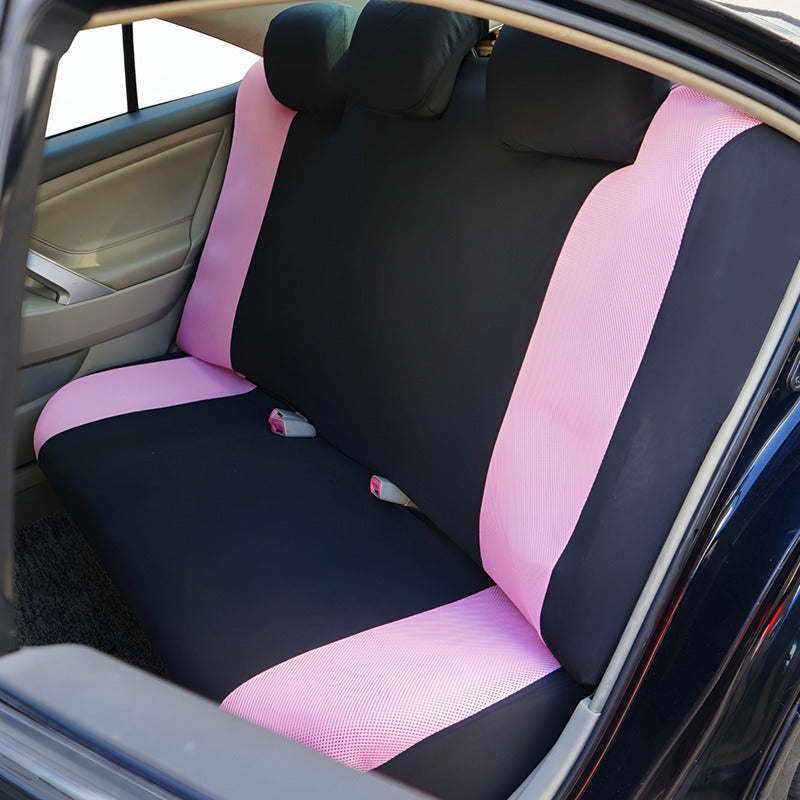 Set Funda Cubre Asiento Auto Negro Rosa Malla Transpirable