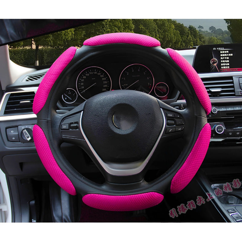 Funda Cubre Volante Universal 3d Acolchado Antidesliza Rosa