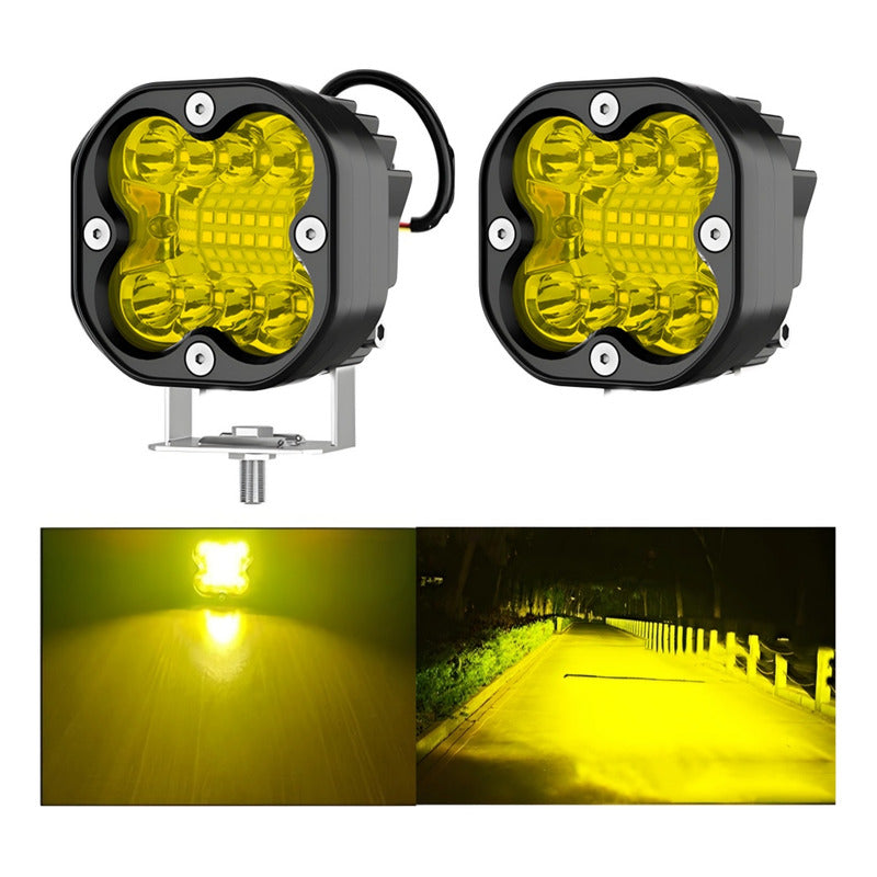 X2 Foco Antiniebla Destellante Led Cree Luz Amarilla 12-24v