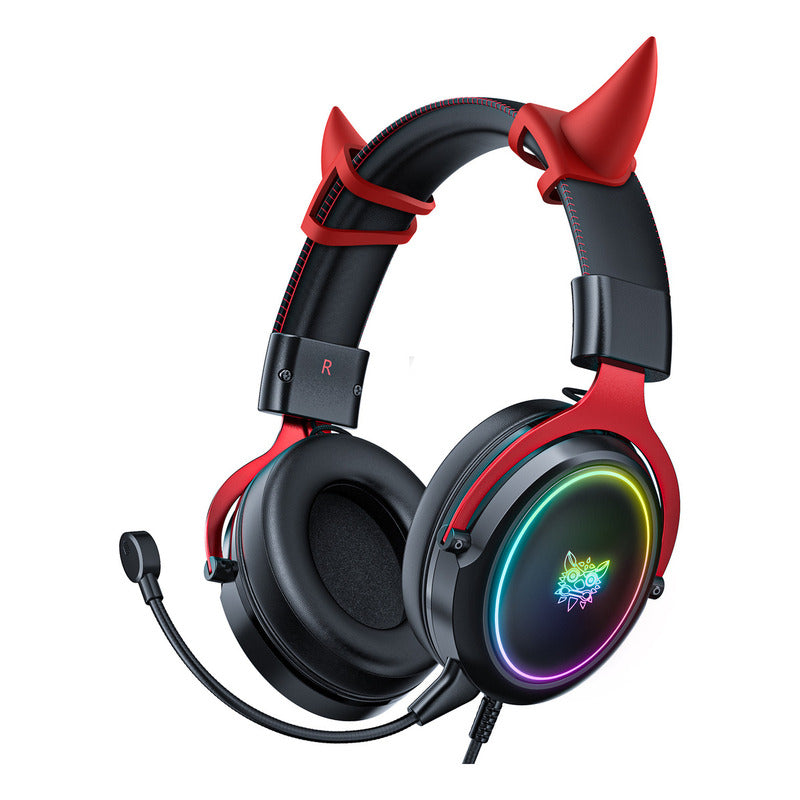 Audífonos Gamer Microfono Desmontable Negro Cachitos Onikuma