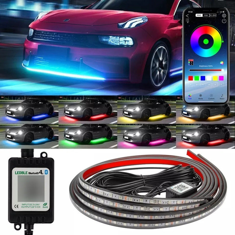 Kit X4 Luz De Chasis Rgb Exterior App Bluetooth Tuning 120cm
