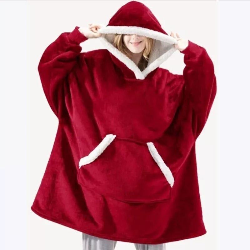 Polerón Con Capucha Sudadera Manta Sherpa Invierno Huggle/r&