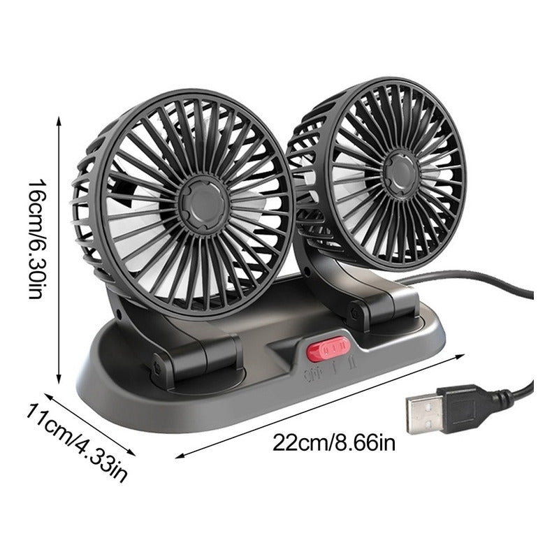 Ventilador Doble Usb Auto Casa Oficina 360° Rotación /r&c