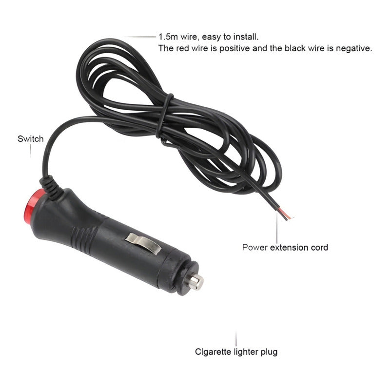 Cable Adaptador Cenicero Con Botón 12v-24v + Fusible 20a