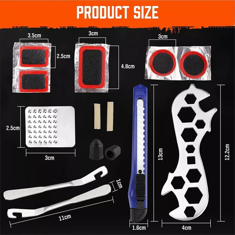 Kit Repara Neumáticos Pinchazo Bici Moto Auto 22pcs Emergenc