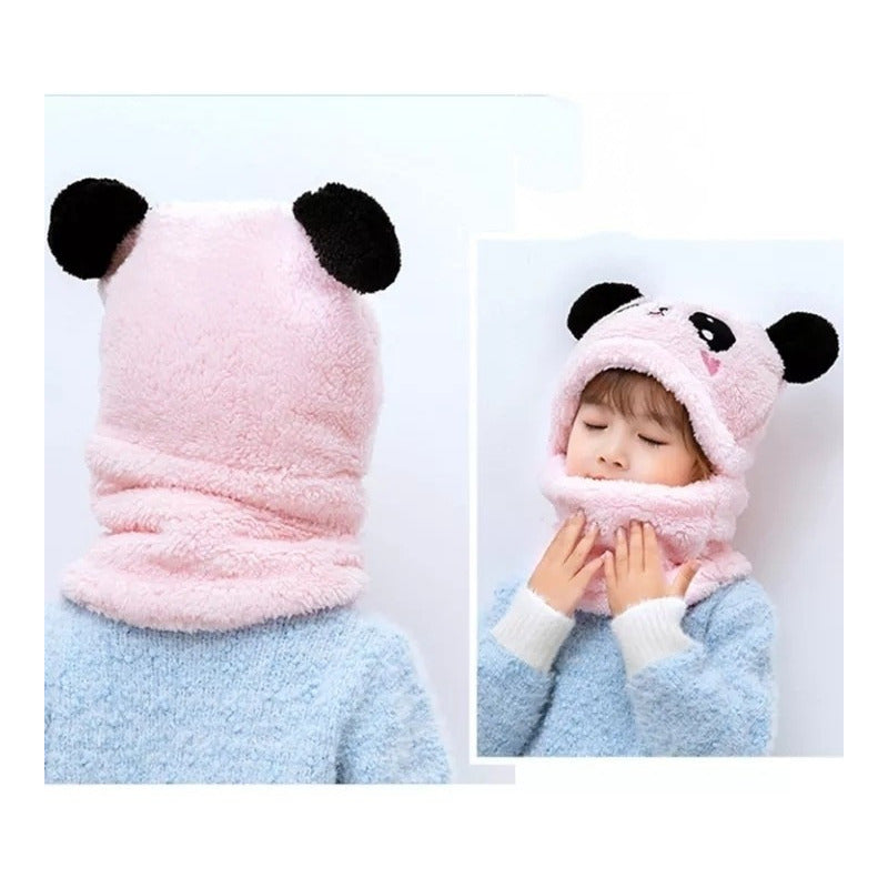 Gorro Con Cuello Para Bebé Niño/a Diseño Invierno Calientito