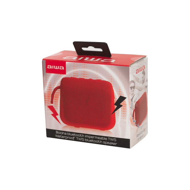 Parlante Portatil Aiwa Impermeable Ipx6 Tws Radio Fm Aw-kf3 Color Rojo