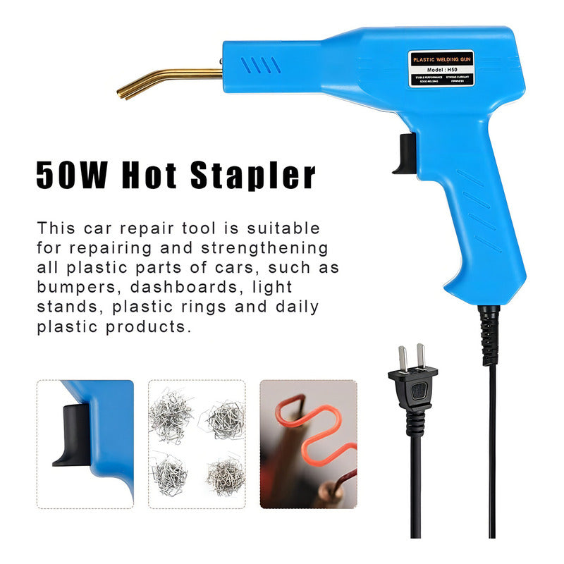 Máquina Pistola De Soldar Plástico Caliente + Accesorios 50w Color Azul