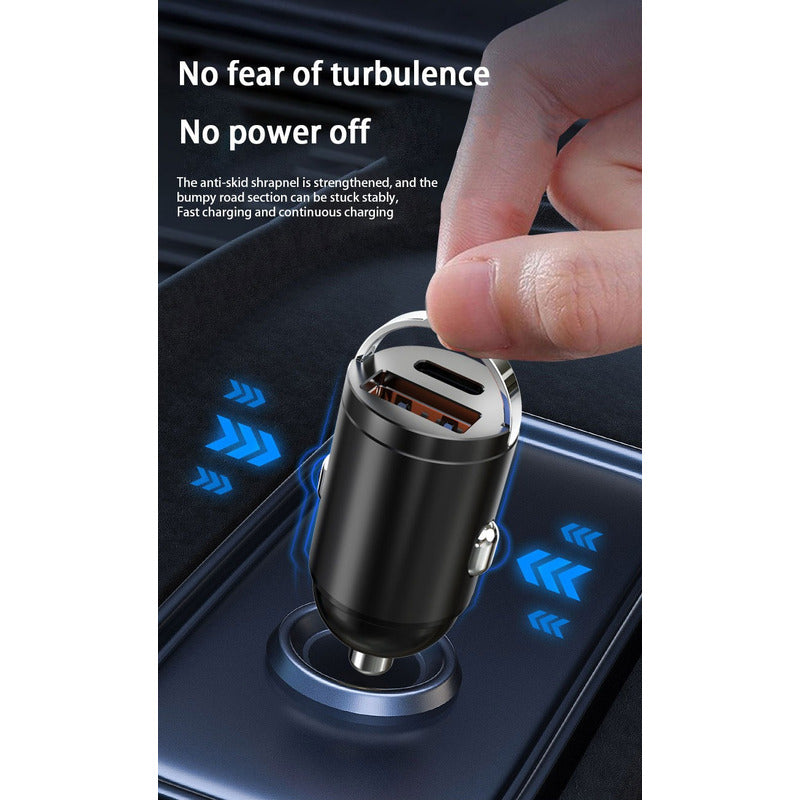 Cargador Auto Invisible Carga Rápida 15wtipoc 18wusb 12-24v