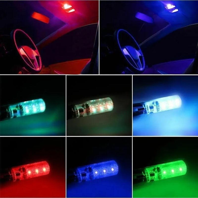 T10- Cola De Pescado Led Cob Rgb Multicolor + Control / R&c