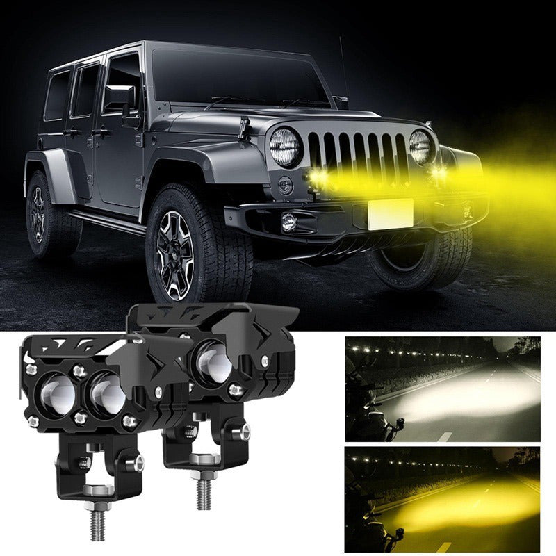 X2 Foco Neblinero Led Lupa Amarillo Antiniebla Moto Auto/r&c