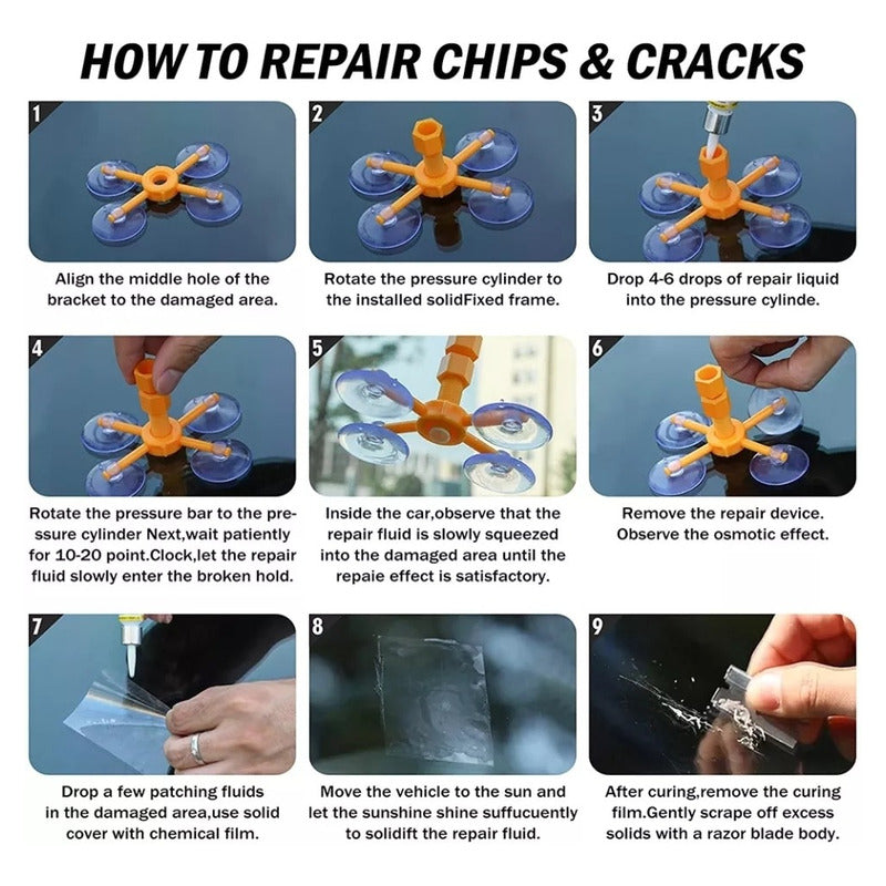 Kit Reparación Parabrisa Auto Vidrio Trizaduras Piquete Mod2