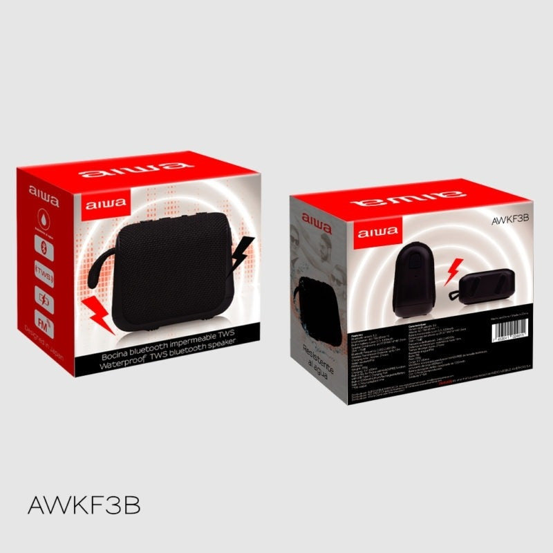 Parlante Aiwa Portátil Impermeable Awkf3b Bluetooth Recarga