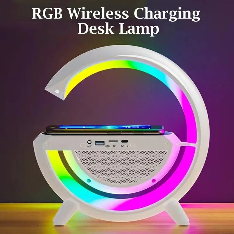 Parlante Bluetooth Cn Cargador Inalámbrico + Lámpara Led Rgb