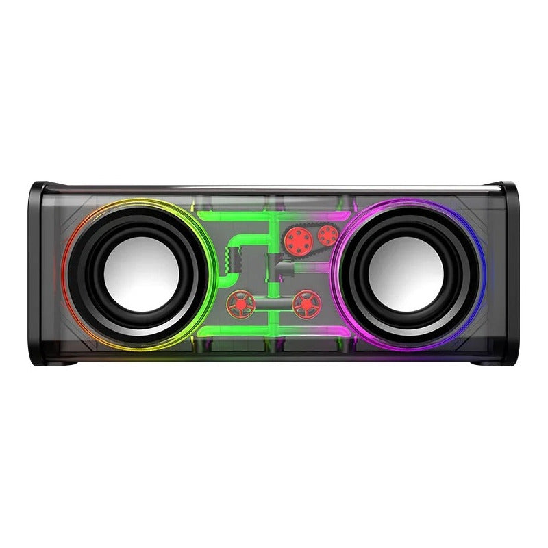 Parlante Bluetooth Doble, Transparente Con Luz Portátil /ryc