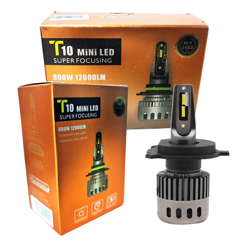 X2 Ampolleta Mini Turbo Led T10 Potente 12000lm Conector H4