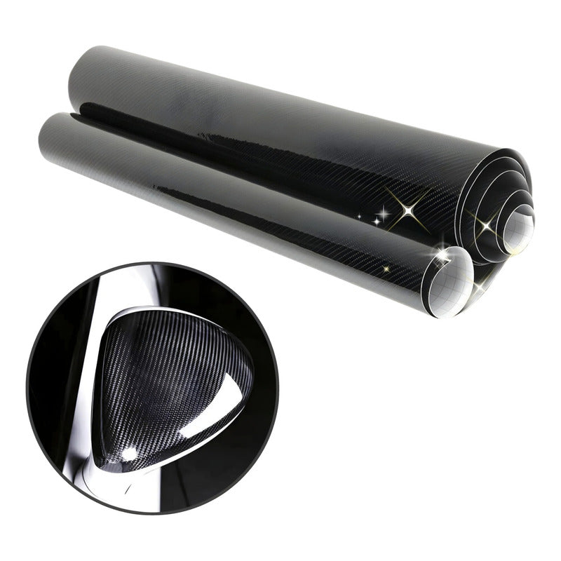 Rollo Vinilo Fibra De Carbono 4d Adhesivo 75x200cm Brillante
