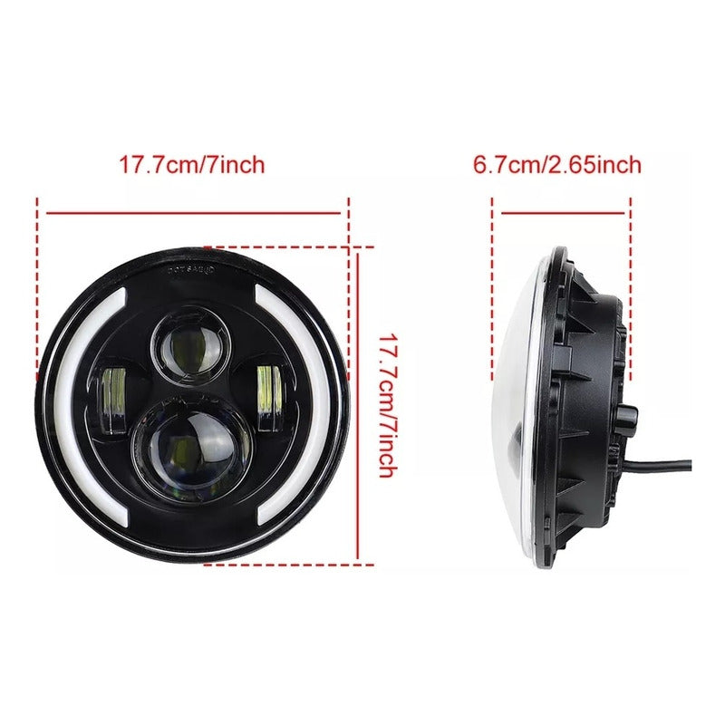 Kit Foco Jepp 7'' Ojo D Ángel 1076 + Foco Antiniebla 4'' Led