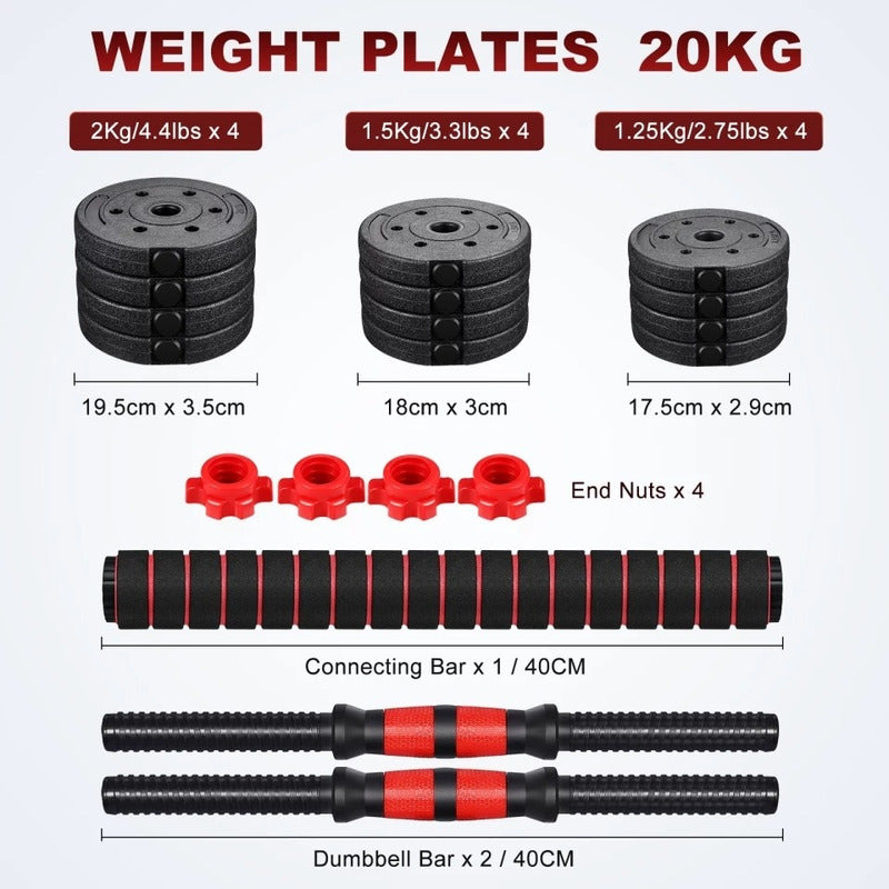 Kit Mancuerna Pvc Ajustable Set Barra Extensión 20kg /ryc