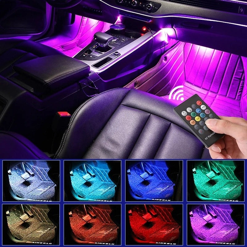 Tirax4 Led Luz Piso Interior Auto +control Ritmica/r&c