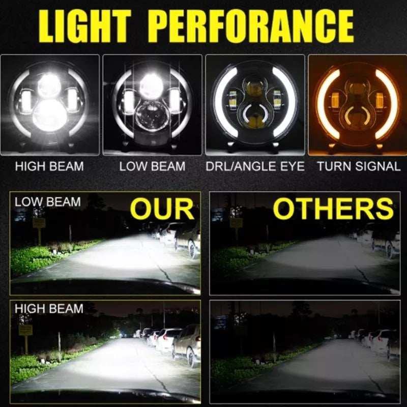 Kit Foco Jepp 7'' Ojo D Ángel 1076 + Foco Antiniebla 4'' Led